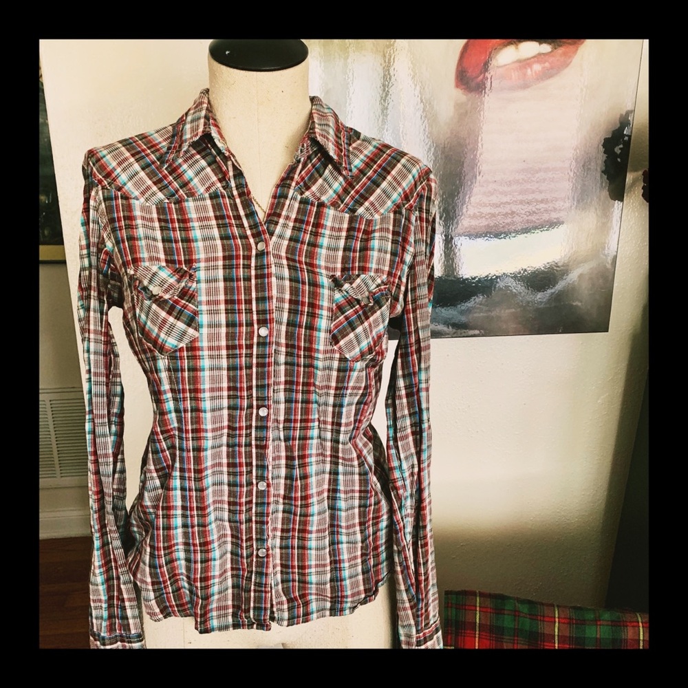 Aeropostale Plaid Western Top